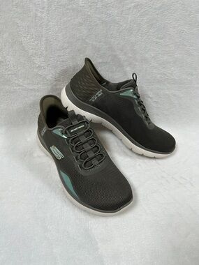 Skechers Slip-ins Sneakers 7.5 Olive Green Hands Free Comfort Walking Shoes